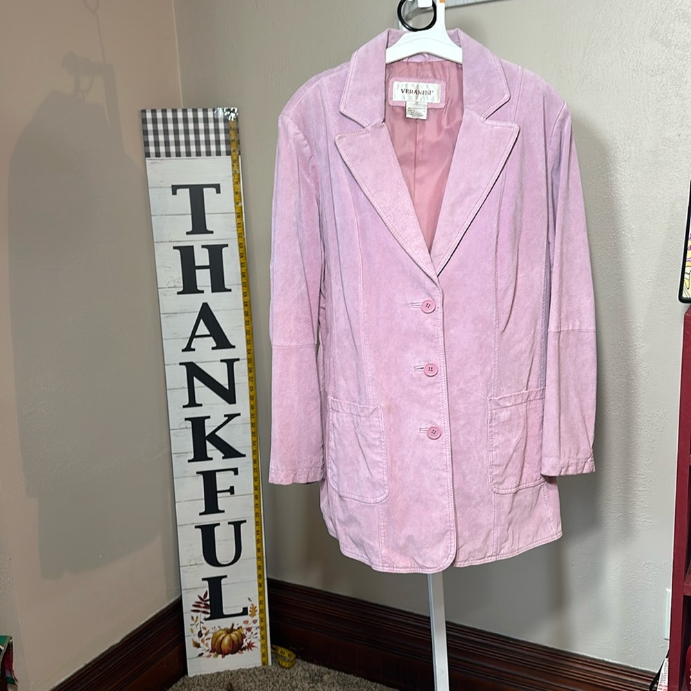 Veranesi Soft Suede Leather Jacket Pink sz 20W one spot
